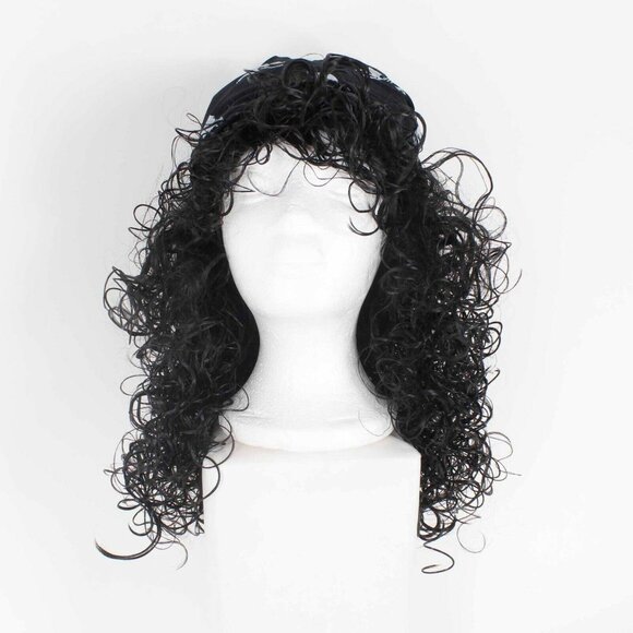 Rubie's Costume Co. OS Black White Curly Long Hair Skull Cap Pirate Wig - Picture 2 of 4